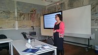 Prof. Dr. Banzragch Otgontugs, Dekanin der "Graduate School NUM", beim Workshop zum Teilprojekt 2: Entwicklung einer Promotionskultur an der NUM.