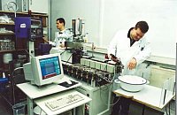 students at laboratory work