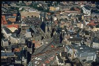 birds view to the market place of halle city